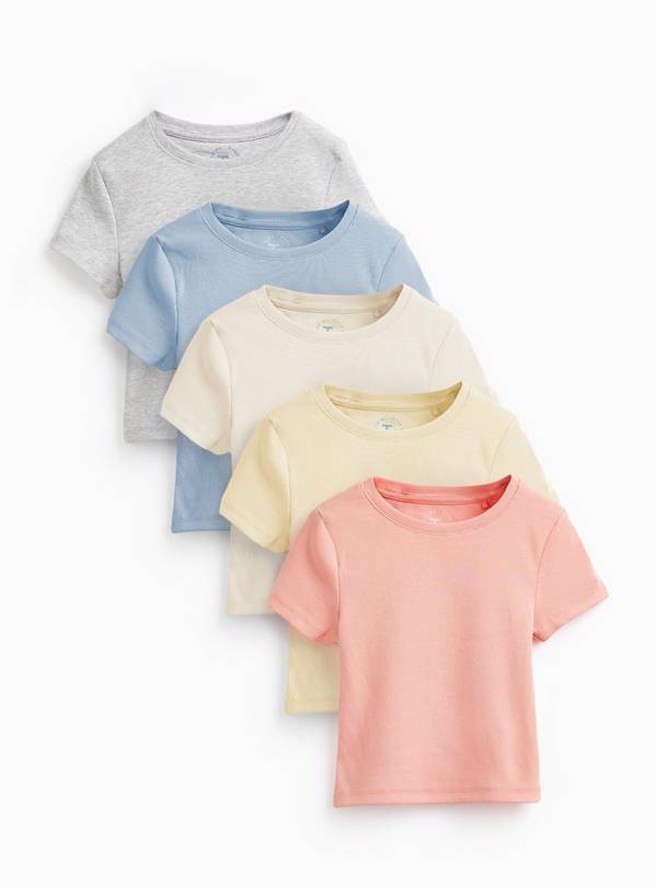 Multicoloured Ribbed T-Shirts 5 Pack 7 years